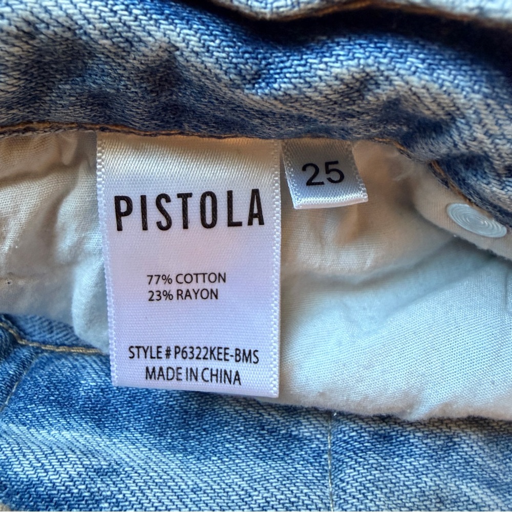 Pistola Light Blue Distressed lightweight Straight leg High Rise Jeans size 25 - Picture 7 of 12